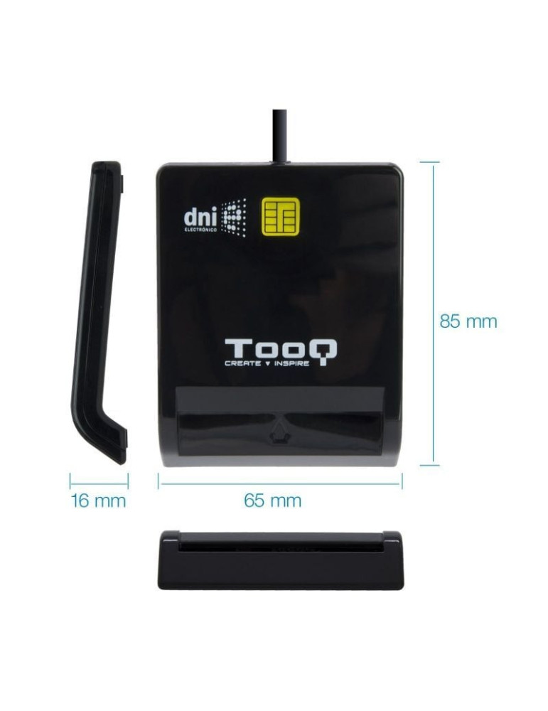 Lector de DNI TooQ TQR-210B/ USB 2.0/ Negro