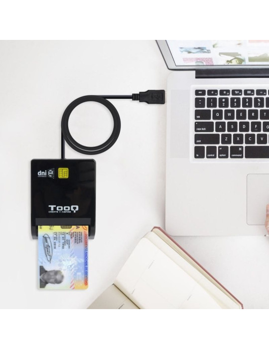 Lector de DNI TooQ TQR-210B/ USB 2.0/ Negro