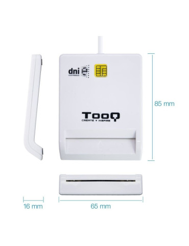 Lector de DNI TooQ TQR-210W/ USB 2.0/ Blanco 2