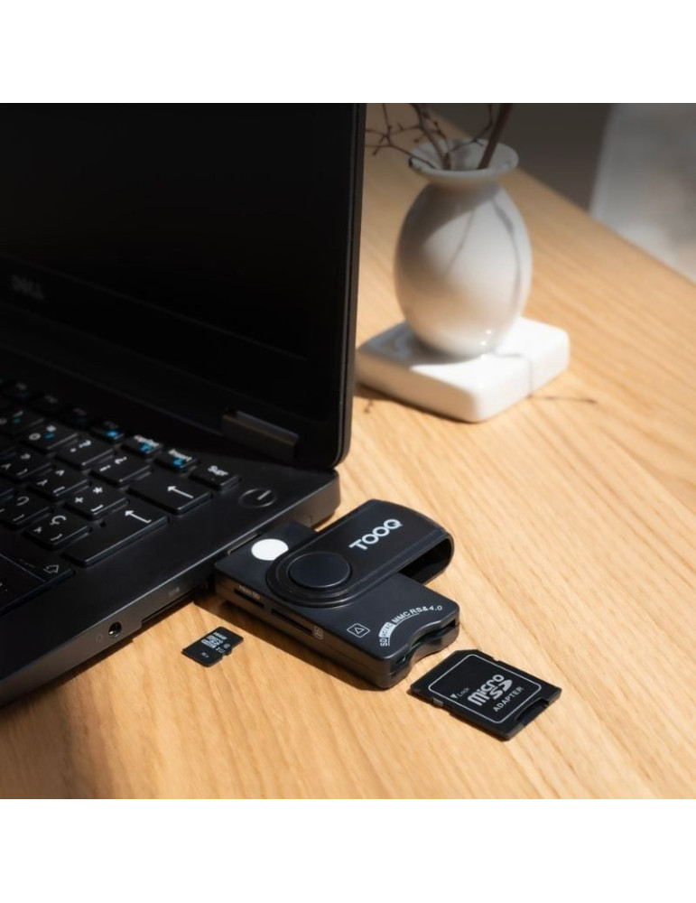 Lector de DNI, Tarjetas Inteligentes, SD y MicroSD TooQ TQR-3012B/ USB 2.0/ Negro