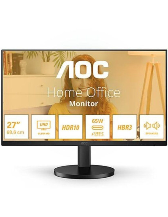 Monitor Profesional AOC U27B3CF 27"/ 4K/ Multimedia/ Regulable en altura/ Negro