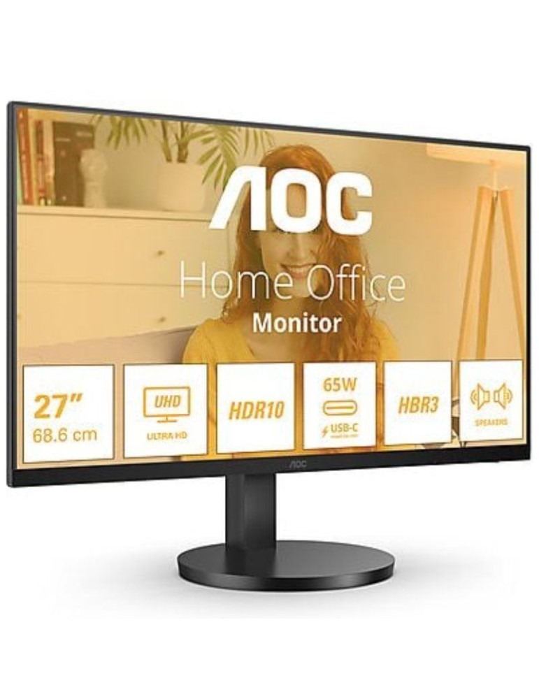 Monitor Profesional AOC U27B3CF 27"/ 4K/ Multimedia/ Regulable en altura/ Negro