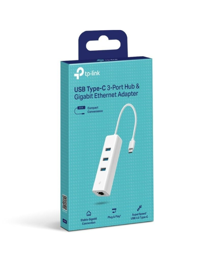 Hub USB Tipo-C 3.0 TP-Link UE330C/ 3xUSB/ 1xRJ45/ Blanco