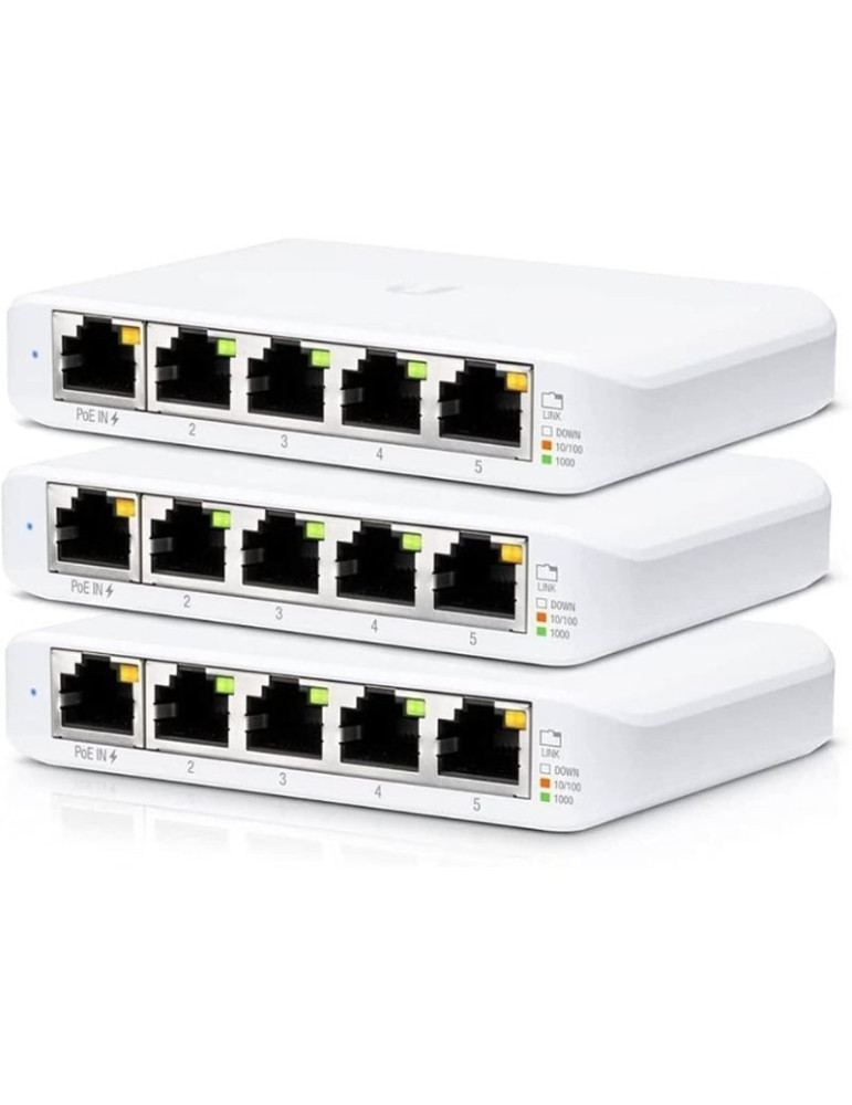 Switch Gestionado Ubiquiti USW-Flex Mini 5 Puertos/ RJ45 10/100/1000 PoE/ Pack 3 uds