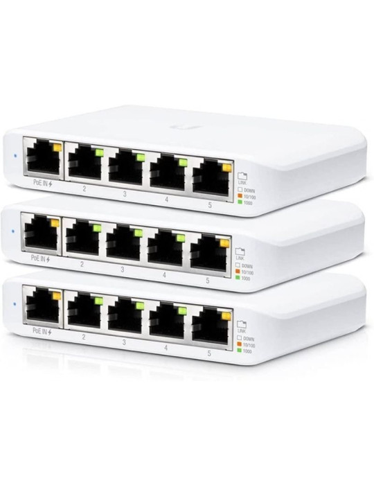 Switch Gestionado Ubiquiti USW-Flex Mini 5 Puertos/ RJ45 10/100/1000 PoE/ Pack 3 uds