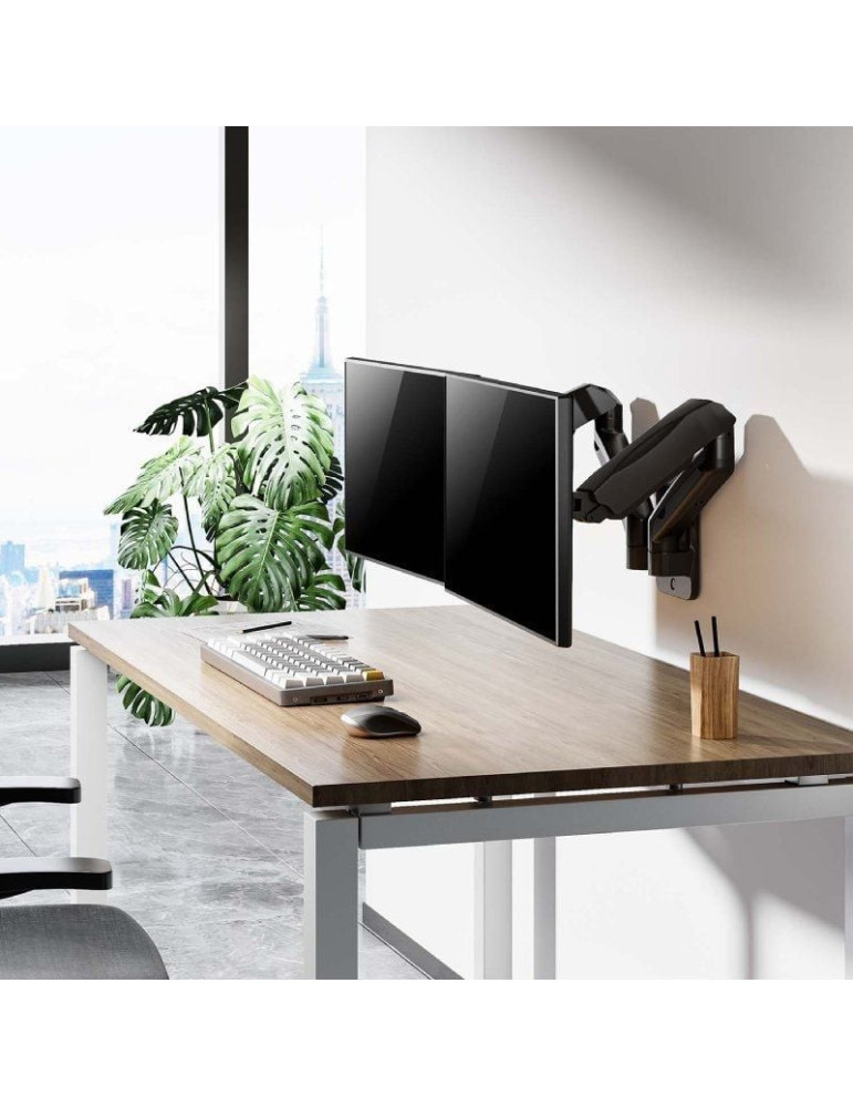 Soporte de Pared para 2 Monitores o TV Aisens WT32TSR-225/ Giratorio/ Inclinable/ hasta 9kg