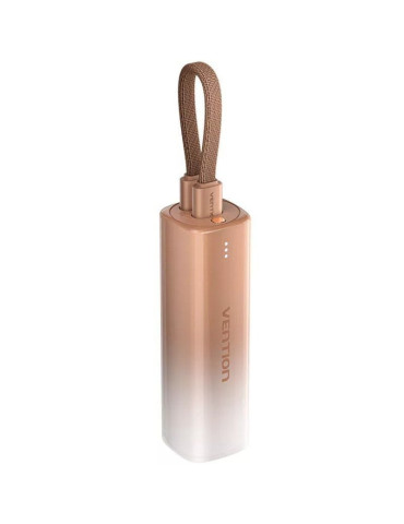 Powerbank 5000mAh Vention FHWJ0/ 20W/ Dorado/ Incluye Cable USB Tipo-C y Lightning