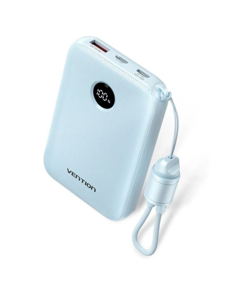 Powerbank 10000mAh Vention FKAL0-C/ 22.5W/ Azul/ Incluye Cable USB Tipo-C