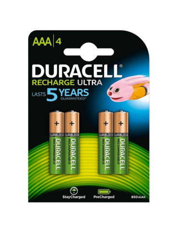 Pack de 4 Pilas AAA Duracell HR03-A/ 1.2V/ Recargables