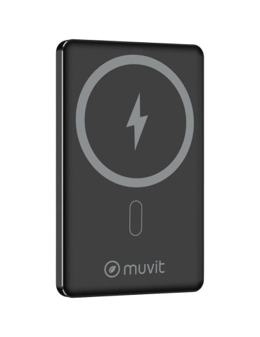 Powerbank 5000mAh Muvit For Change MCCHP0009/ 20W/ Wireless/ Negra/ Incluye Cable USB Tipo-C