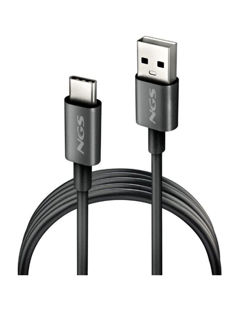 Cable USB 2.0 NGS ZYRO-AC/ USB Macho - USB Tipo-C Macho/ Hasta 15W/ 480Mbps/ 1m/ Negro