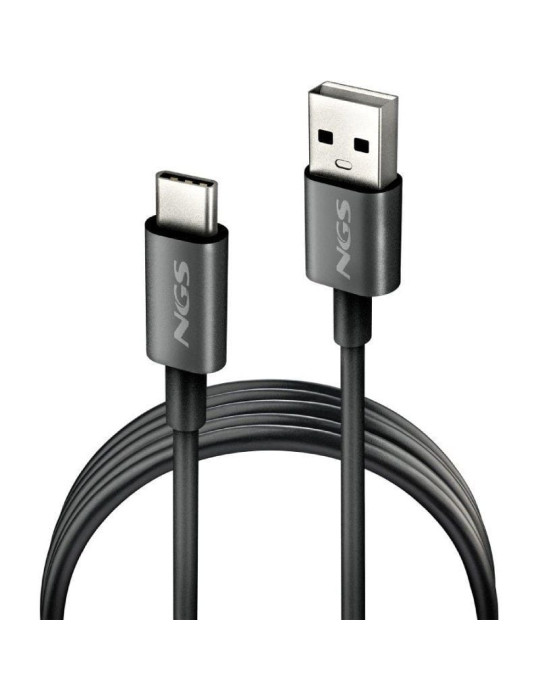 Cable USB 2.0 NGS ZYRO-AC/ USB Macho - USB Tipo-C Macho/ Hasta 15W/ 480Mbps/ 1m/ Negro