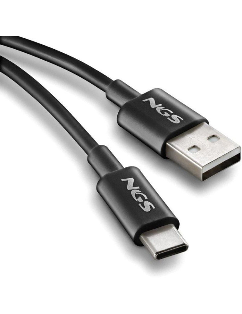 Cable USB 2.0 NGS ZYRO-AC/ USB Macho - USB Tipo-C Macho/ Hasta 15W/ 480Mbps/ 1m/ Negro