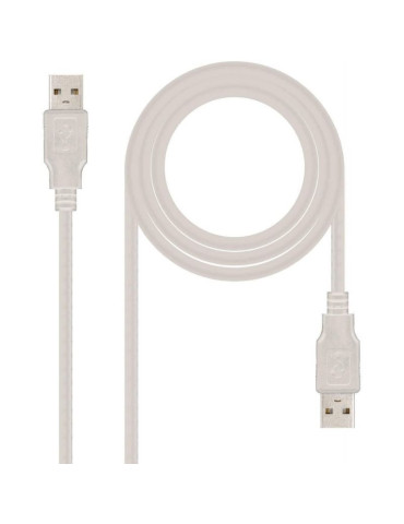 Cable USB 2.0 Nanocable 10.01.0303/ USB Macho - USB Macho/ 2m/ Beige 2