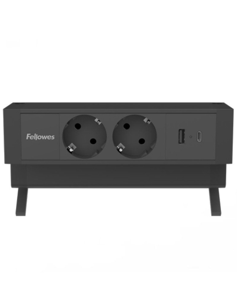 Regleta Sobremesa Fellowes 100137182/ 2 Tomas de corriente/ 1 USB - 1 USB Tipo-C/ Cable 2m/ Negra