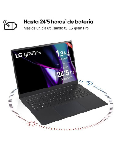 Portátil LG Gram Pro 16ZD90SP-A.AX78B Intel Core Ultra 7-155H/ 32GB/ 1TB SSD/ GeForce RTX 3050/ 16"/ Sin Sistema Operativo 2