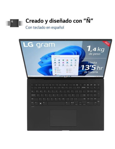 Portátil LG Gram 17Z90R-E.AD78B Intel Core i7-1360P/ 32GB/ 1TB SSD/ GeForce RTX 3050/ 17"/ Win11 2