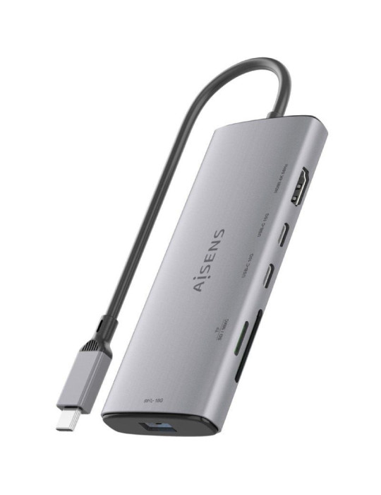 Docking USB Tipo-C Aisens ASUC-6P029-GR/ 1xHDMI 4K/ 1xUSB/ 2xUSB Tipo-C/ 1xLector de Tarjetas/ Gris