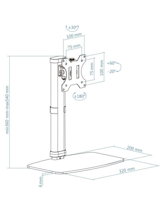 Soporte de Sobremesa para Monitor TooQ DB1127TN-B/ Giratorio/ Inclinable / hasta 6kg