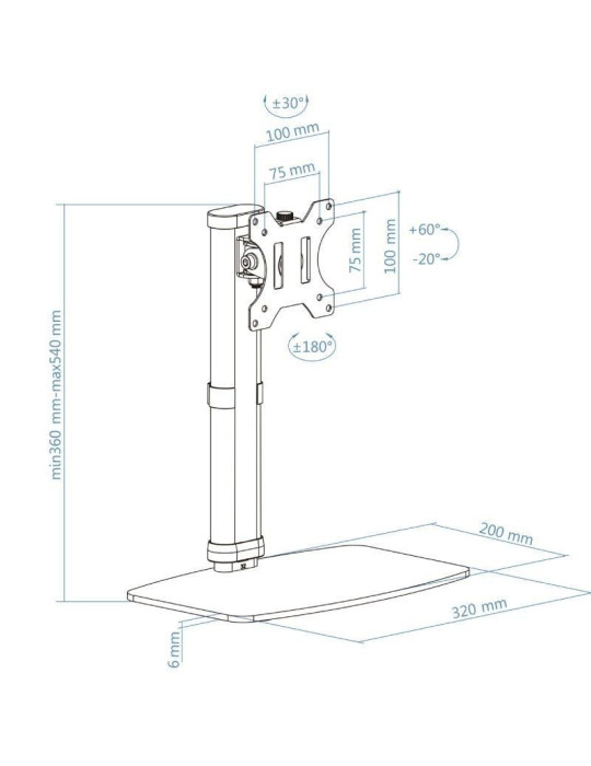 Soporte de Sobremesa para Monitor TooQ DB1127TN-W/ Giratorio/ Inclinable/ hasta 6kg