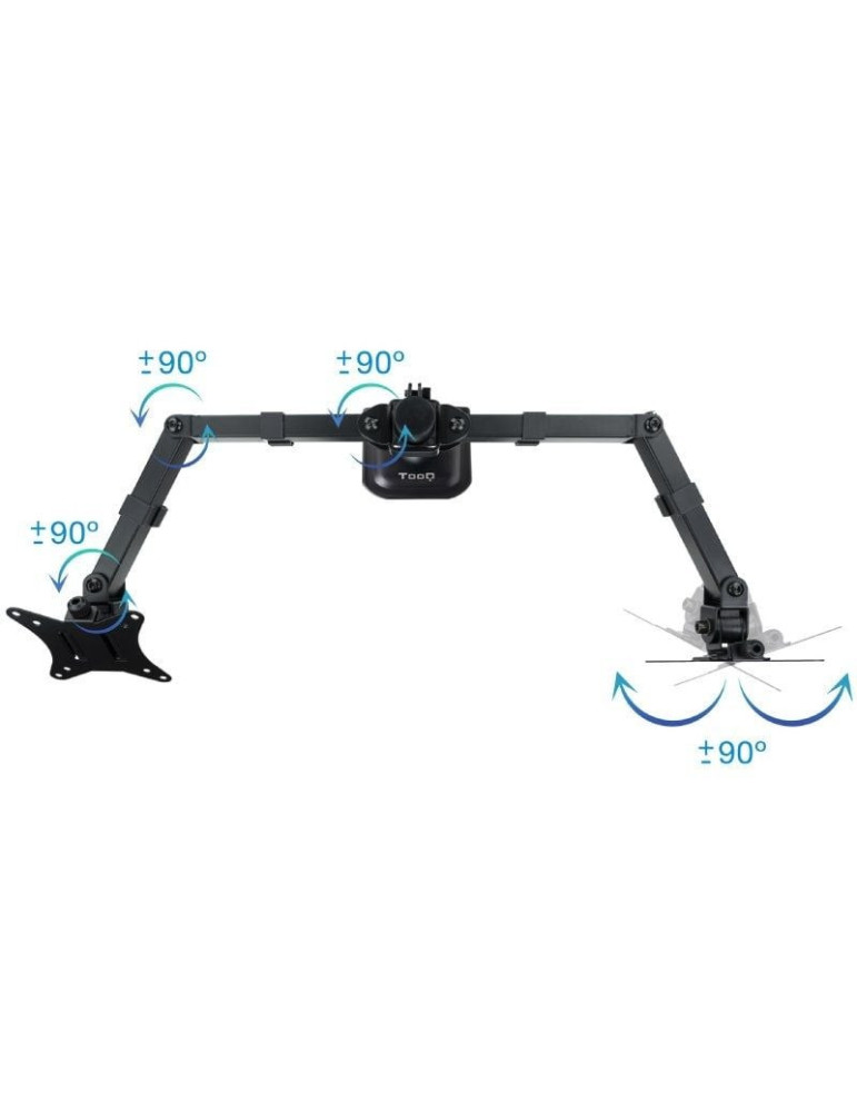 Soporte de Mesa para 2 Monitores TooQ DB1802TN-B/ Giratorio/ Inclinable/ hasta 8kg