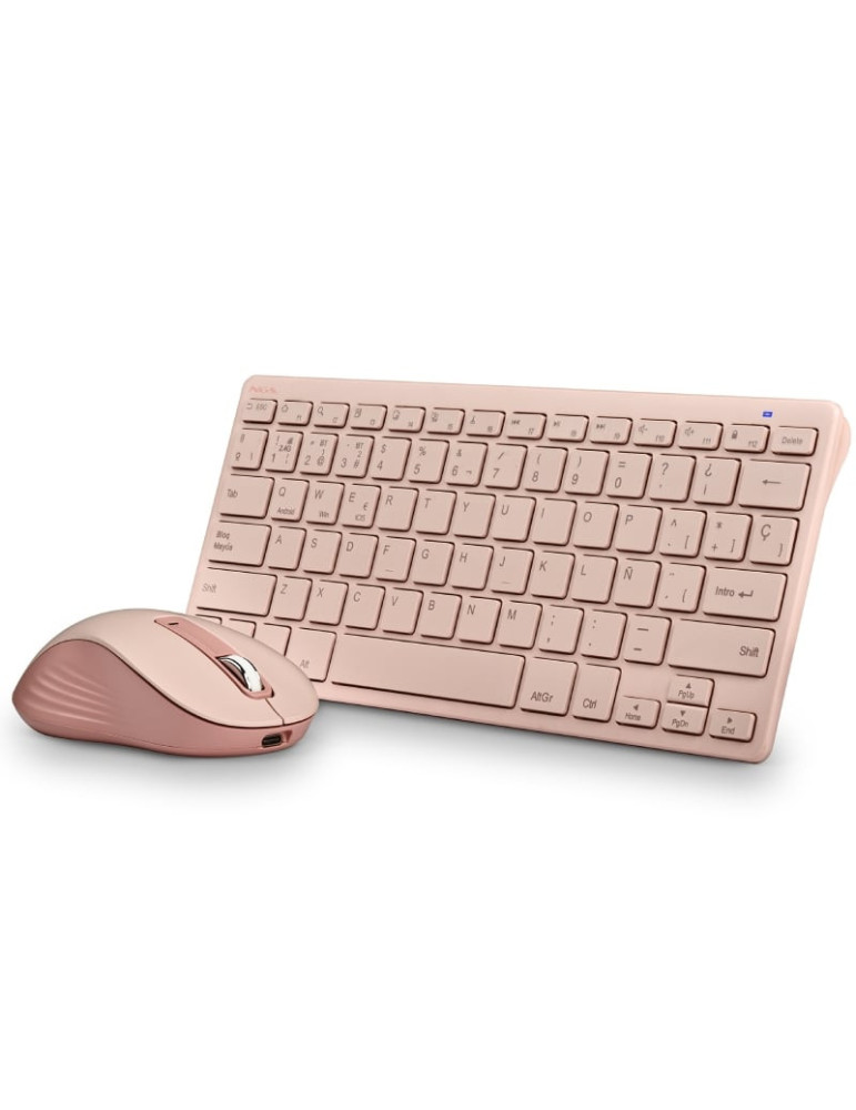 Teclado y Ratón Inalámbricos NGS Fantasy Kit/ Rosa/ Frances