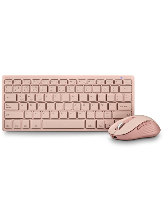 Teclado y Ratón Inalámbricos NGS Fantasy Kit/ Rosa/ Frances
