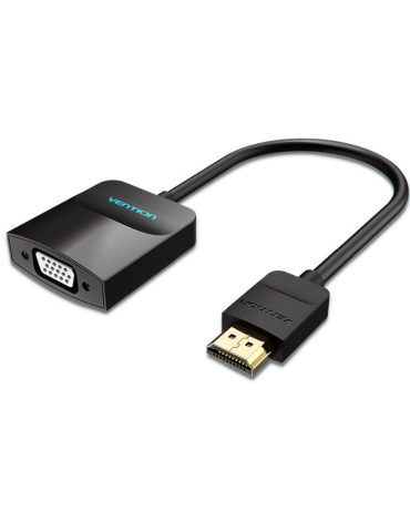 Conversor Vention 42444/ HDMI Macho - VGA Hembra/ Jack 3.5 Hembra/ 15cm/ Negro