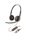 Auriculares Poly Blackwire 3220 + Adaptador USB-C/A/ con Micrófono/ USB Tipo-C/ Bulk/ Negros