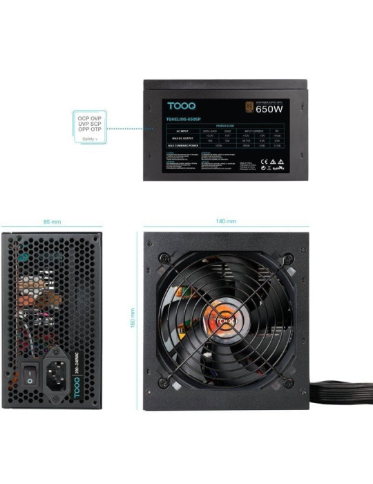 Fuente de Alimentación TooQ TQHELIOS-650SP/ 650W/ Ventilador 12cm/ 80 Plus Bronze