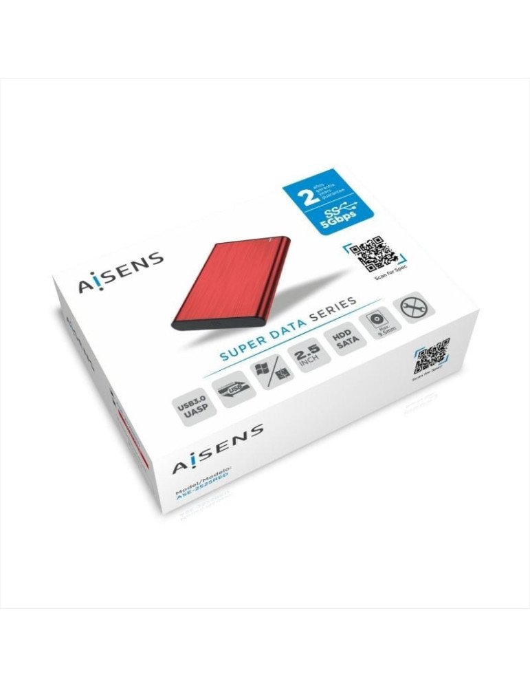 Caja Externa para Disco Duro de 2.5" Aisens ASE-2525RED/ USB 3.1/ Sin tornillos