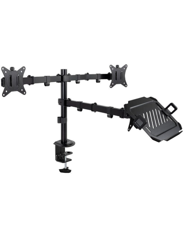 Soporte de Mesa para 2 Monitores y 1 Portátil TooQ DB1202TN-B/ Giratorio/ Inclinable/ hasta 9kg