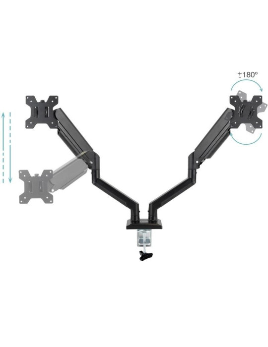 Soporte de Mesa para 2 Monitores TooQ DB1434TNR-B/ Giratorio/ Inclinable/ hasta 10kg
