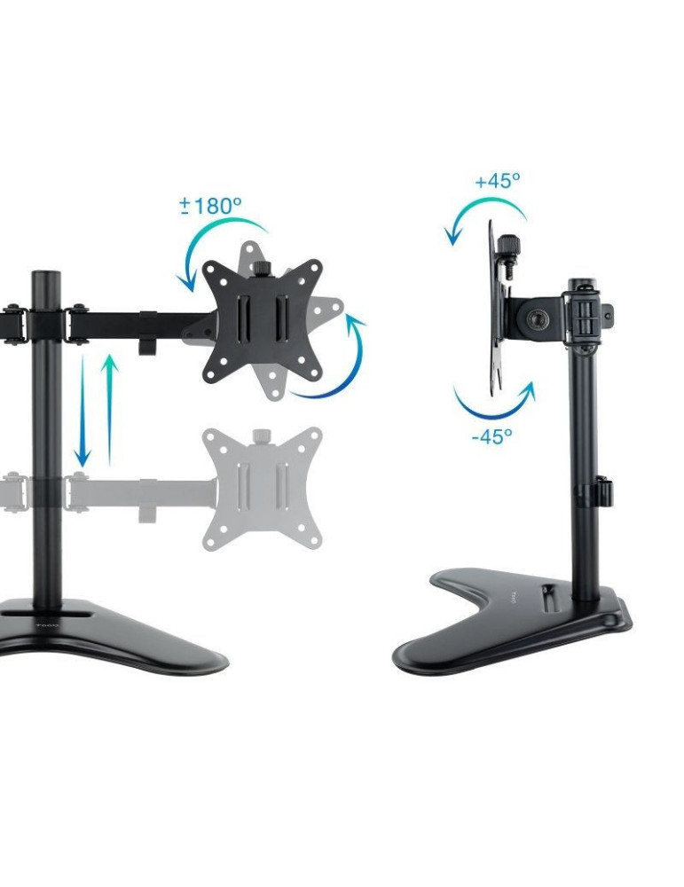 Soporte de Sobremesa para 2 Monitores TooQ DB1702TN-B/ Giratorio/ Inclinable/ hasta 9kg