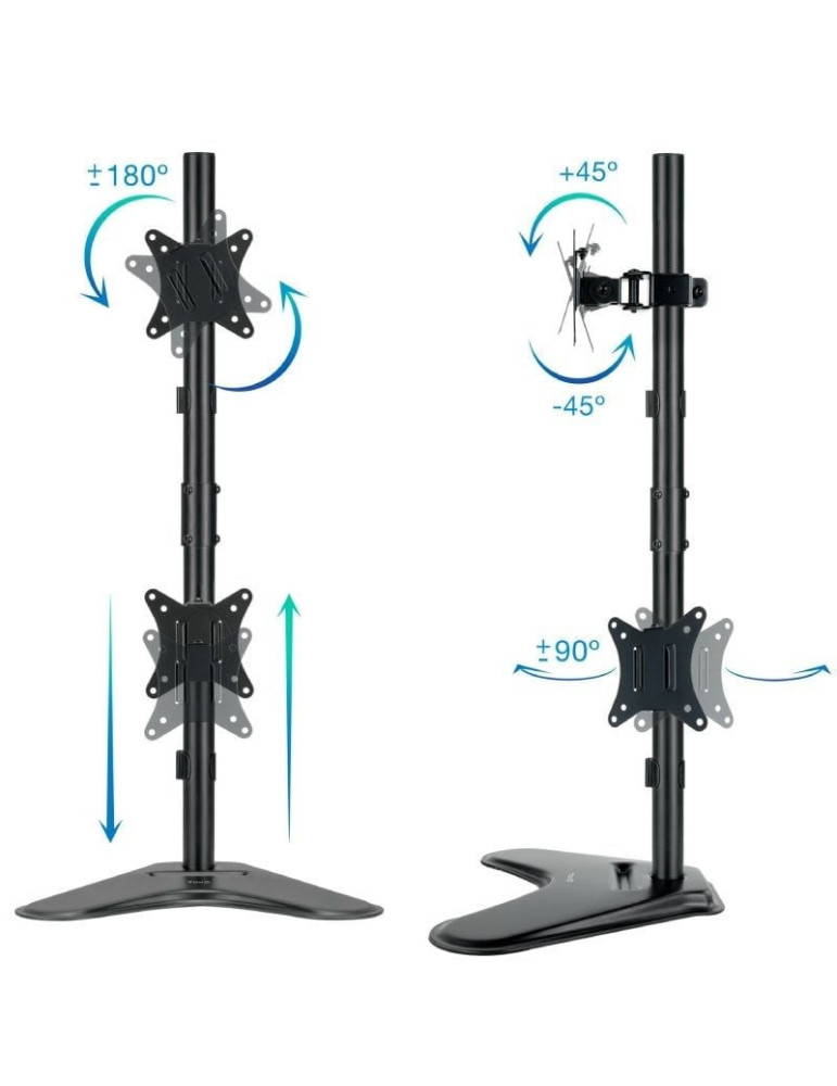 Soporte de Sobremesa para 2 Monitores TooQ DB1703TNV-B/ Giratorio/ Inclinable/ hasta 9kg