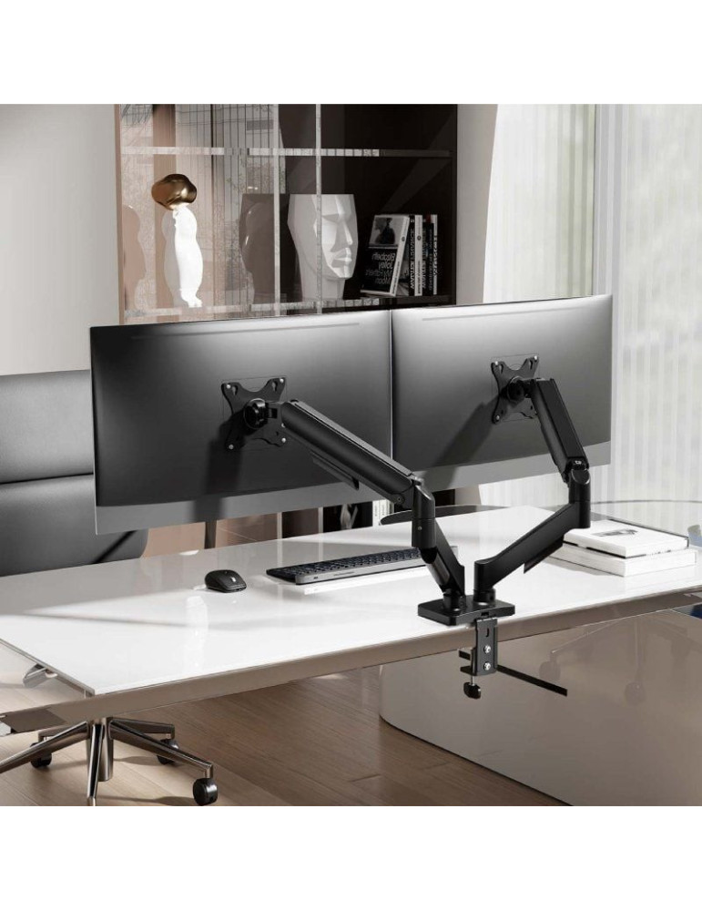 Soporte de Mesa con Contrapeso para 2 Monitores Aisens DT32TSR-357/ Giratorio/ Inclinable/ hasta 9kg