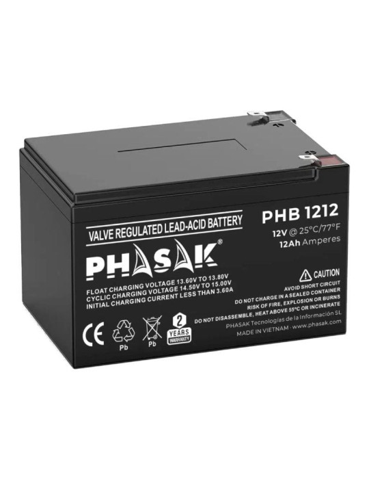 Batería Phasak PHB 1212 compatible con SAI/UPS PHASAK según especificaciones