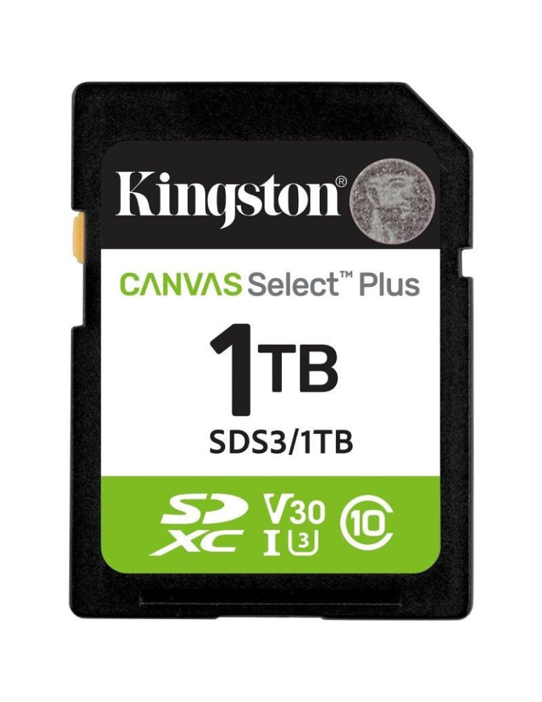 Tarjeta de Memoria Kingston CANVAS Select Plus 1TB SD XC/ Clase 10/ 150MBs