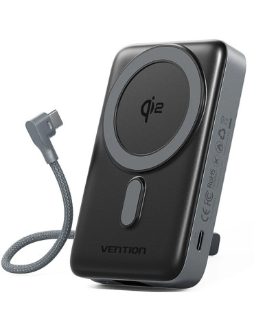 Powerbank 10000mAh Vention FKHH0/ 35W/ Wireless/ Gris/ Incluye Cable USB Tipo-C