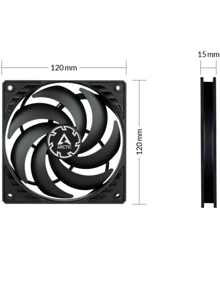Ventilador Arctic P12 Slim PWM PST/ 12cm/ Negro