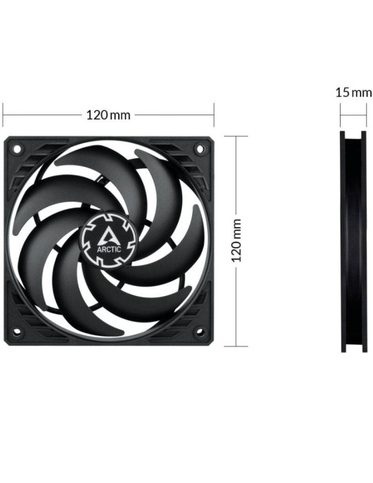 Ventilador Arctic P12 Slim PWM PST/ 12cm/ Negro