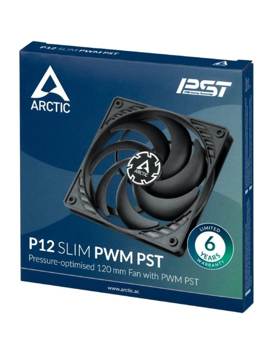 Ventilador Arctic P12 Slim PWM PST/ 12cm/ Negro