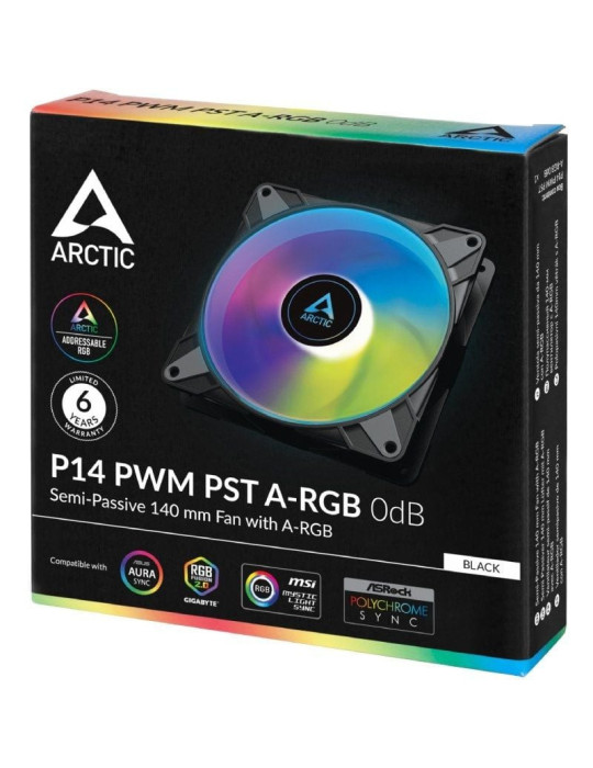 Ventilador Arctic P14 PWM PST A-RGB/ 14cm/ Negro