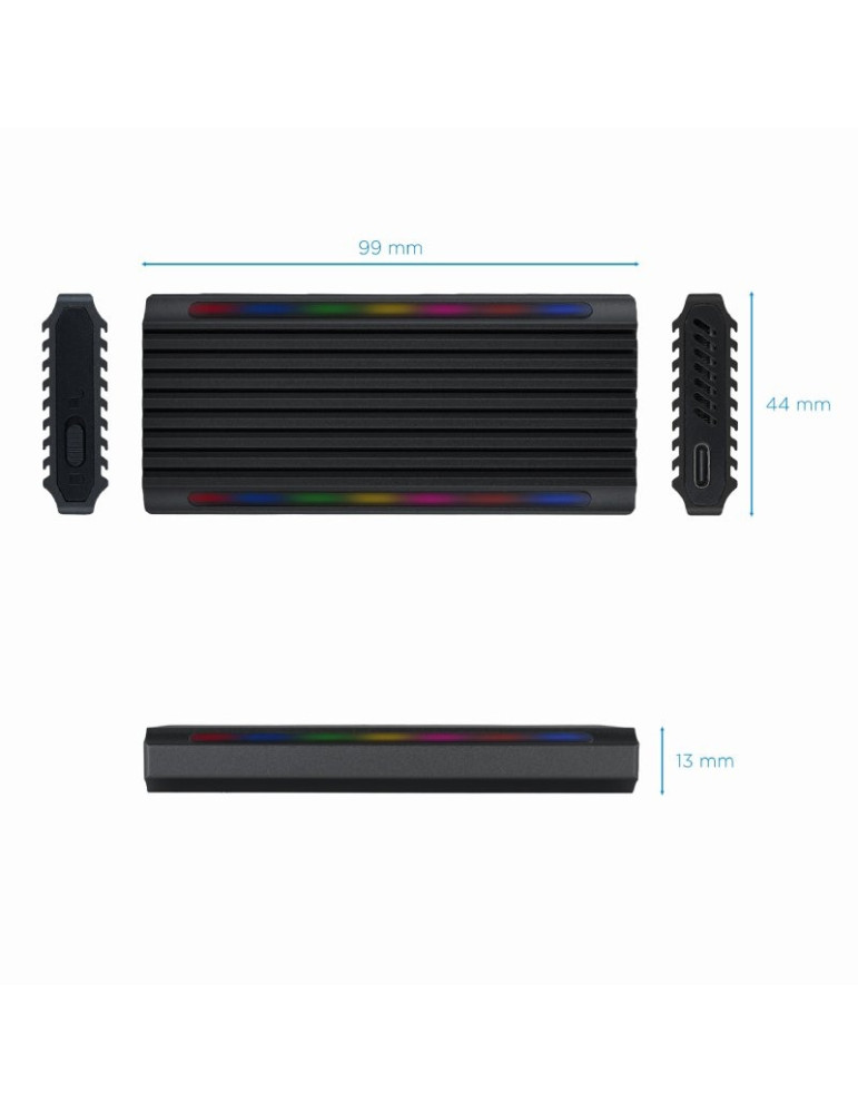 Caja Externa para Disco SSD M.2 NVMe TooQ TQE-2222B/ USB 3.1 Gen2/ Sin tornillos