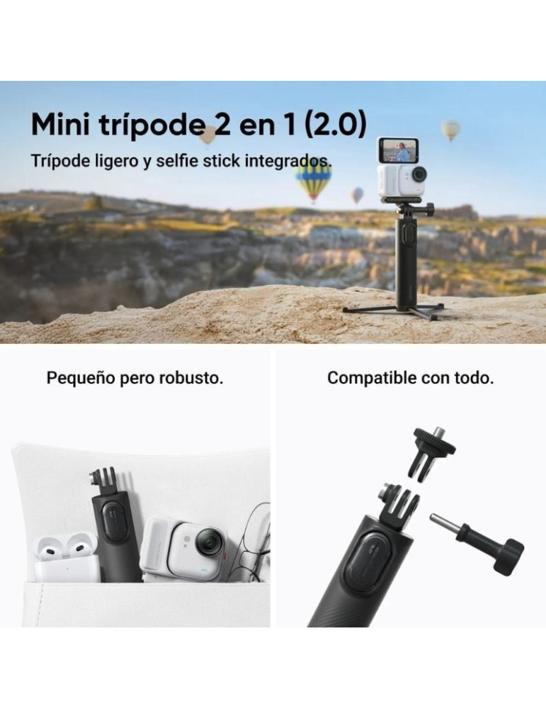 Cámara Digital Deportiva Insta360 GO Ultra Pack Creador/ 4K/ Ángulo de visión 360 / Negra
