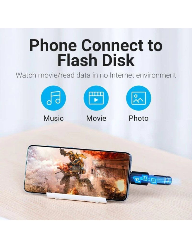 Adaptador USB 3.0 Vention CDUB0/ USB Tipo-C Macho - USB Hembra