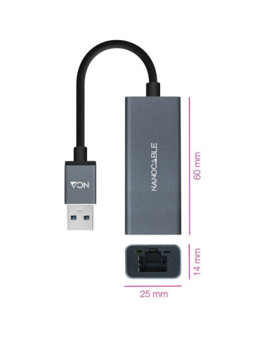 Adaptador USB 3.0 - RJ45 Nanocable 10.03.0405/ 1000Mbps 2