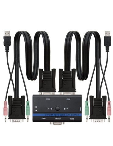 KVM Switch Nanocable 10.12.0001/ PC - CPU: 2 VGA + 2 USB + 4 JACK 3.5 / CONSOLA: 2 USB + VGA + 2 JACK 2.5/ 1.4m