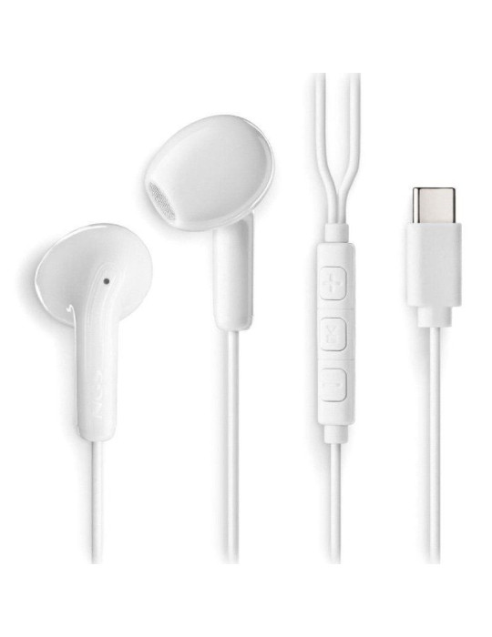 Auriculares Intrauditivos NGS Cross Glide/ con Micrófono/ USB Tipo-C/ Blancos