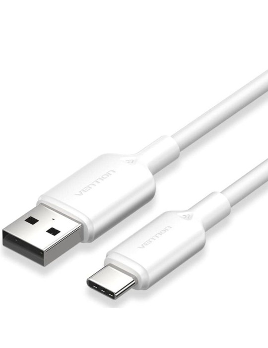 Cable USB 2.0 Tipo-C Vention CTQWF/ USB Tipo-C Macho - USB Macho/ Hasta 60W/ 480Mbps/ 1m/ Blanco